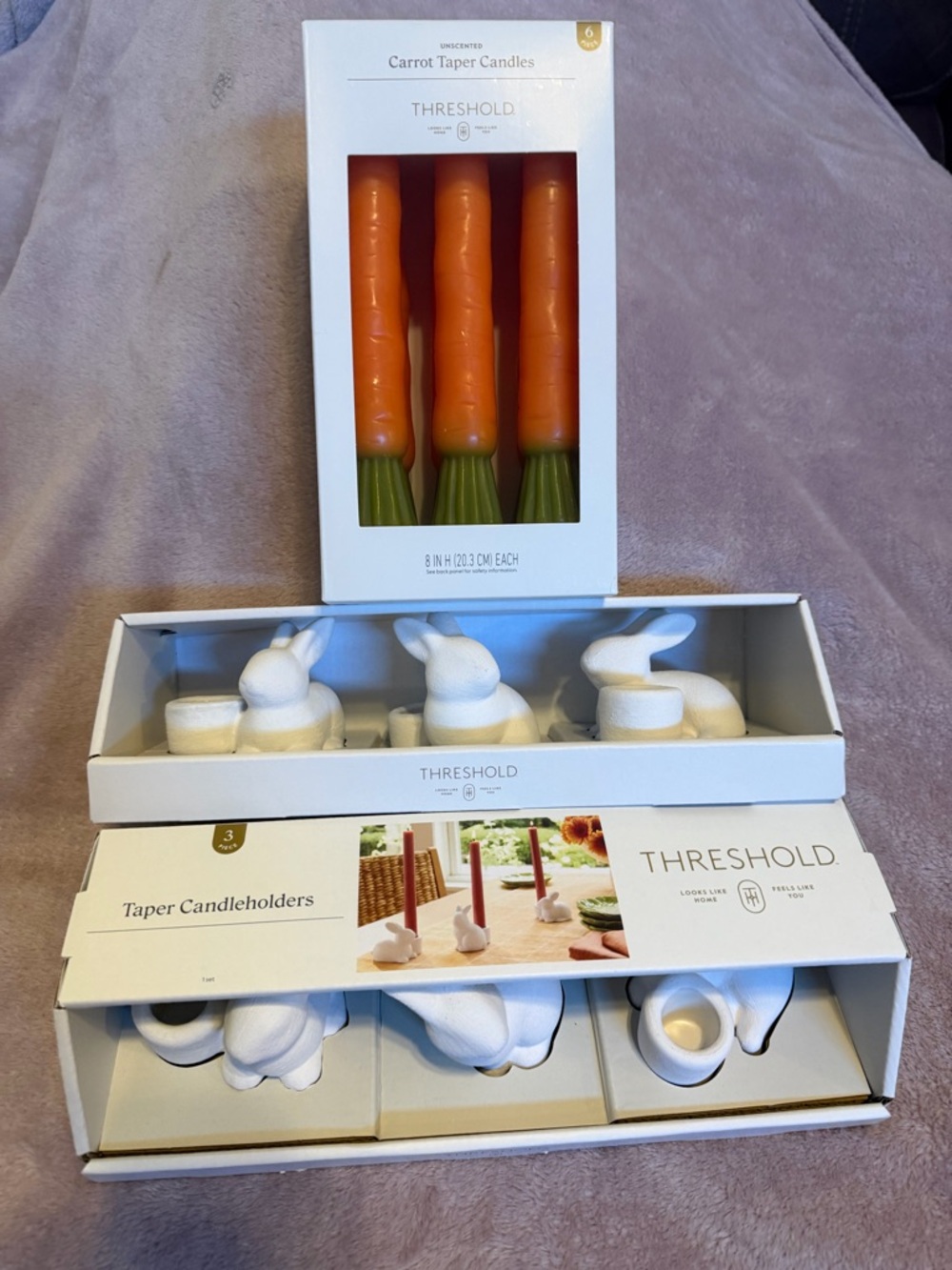 6pk Carrot Taper Candle Set / 2 sets of 3 Taper Candleholders - Picture 1 of 14